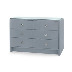 Bryant Linen Extra Large 6-Drawer with Glass Top, Winter Gray