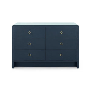 Bryant Linen Extra Large 6-Drawer with Glass Top, Blue Steel