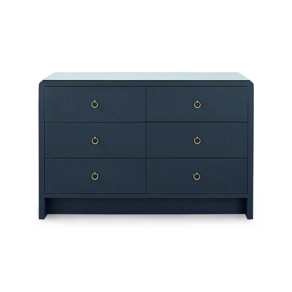 Bryant Linen Extra Large 6-Drawer with Glass Top, Blue Steel