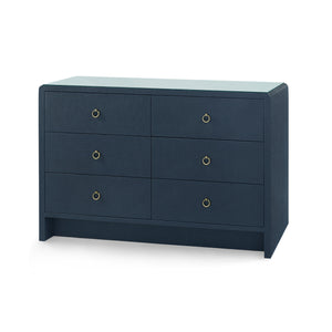 Bryant Linen Extra Large 6-Drawer with Glass Top, Blue Steel