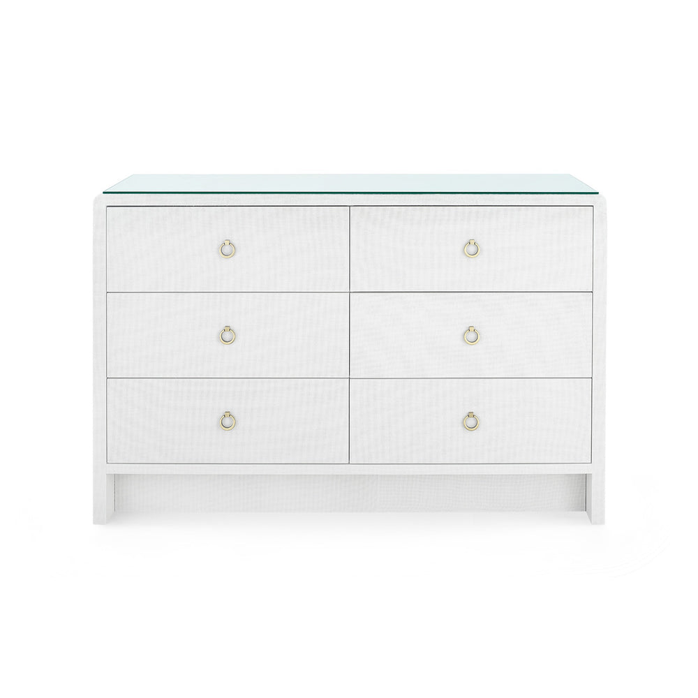 Bryant Linen Extra Large 6-Drawer Dresser with Glass Top-Blue Hand Home