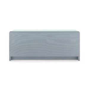 Bryant Linen Extra Wide Large 6-Drawer with Glass Top, Winter Gray