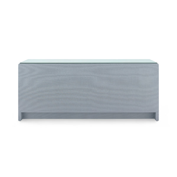 Bryant Linen Extra Wide Large 6-Drawer with Glass Top, Winter Gray