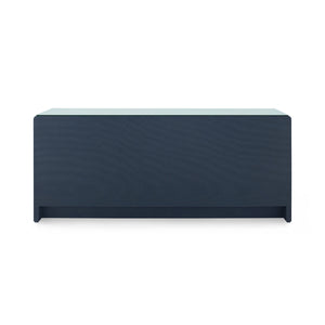 Bryant Linen Extra Wide Large 6-Drawer with Glass Top, Blue Steel