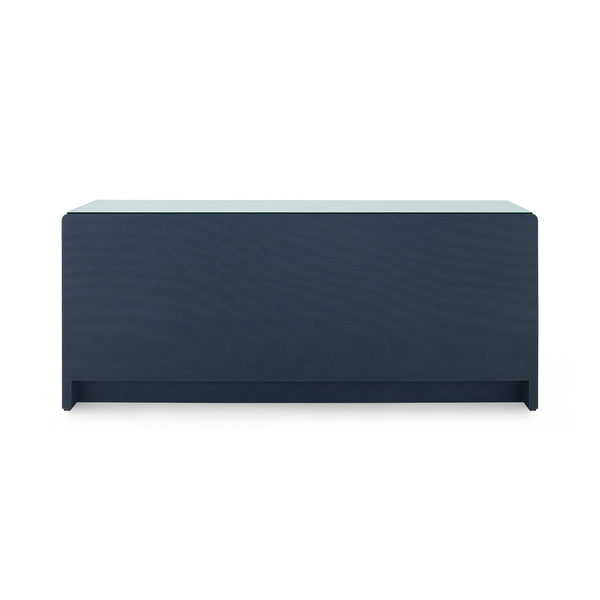 Bryant Linen Extra Wide Large 6-Drawer with Glass Top, Blue Steel