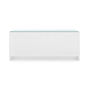 Bryant Linen Extra Wide Large 6-Drawer with Glass Top, Chiffon White