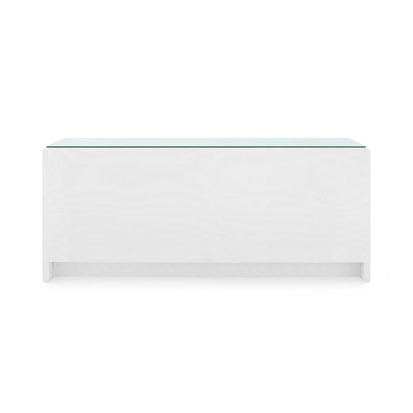 Bryant Linen Extra Wide Large 6-Drawer with Glass Top, Chiffon White