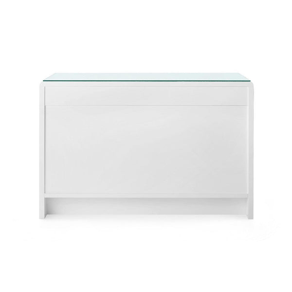 Bryant Extra Large 6-Drawer with Glass Top, White Pearl-Blue Hand Home