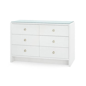 Bryant Linen Extra Large 6-Drawer Dresser with Glass Top-Blue Hand Home