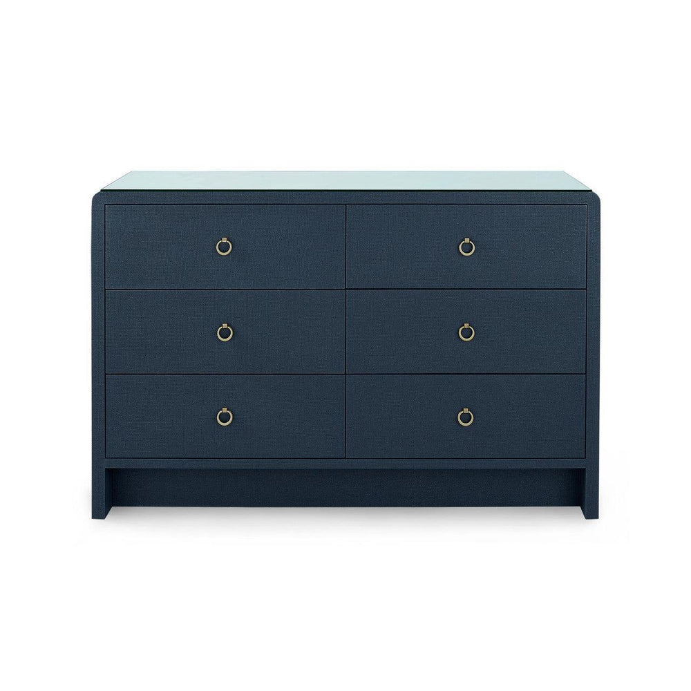 Bryant Linen Extra Large 6-Drawer with Glass Top, Blue Steel
