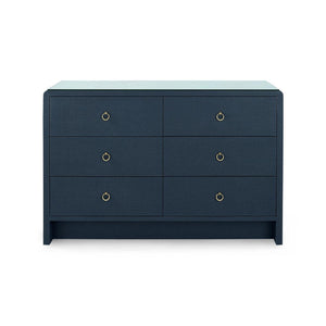 Bryant Linen Extra Large 6-Drawer with Glass Top, Blue Steel