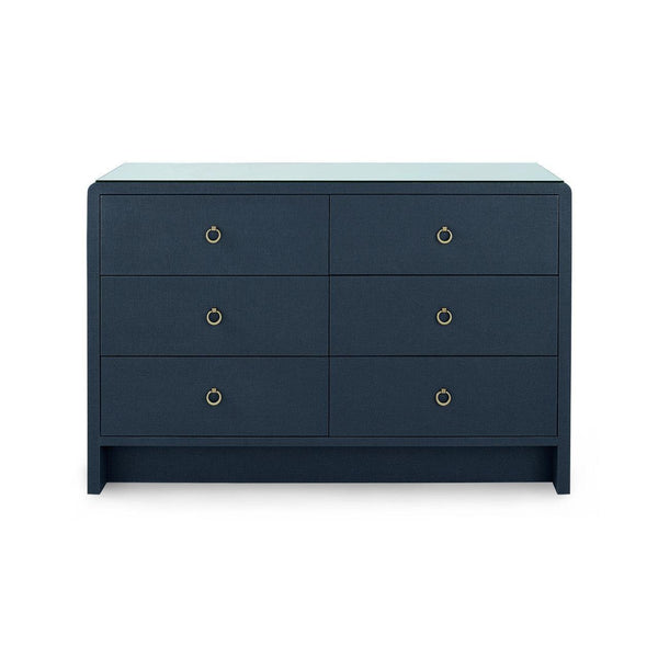 Bryant Linen Extra Large 6-Drawer with Glass Top, Blue Steel