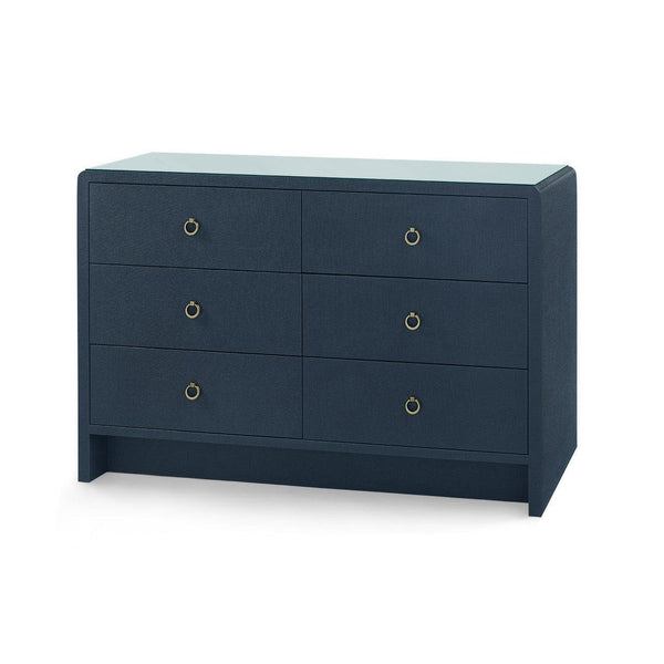 Bryant Linen Extra Large 6-Drawer with Glass Top, Blue Steel