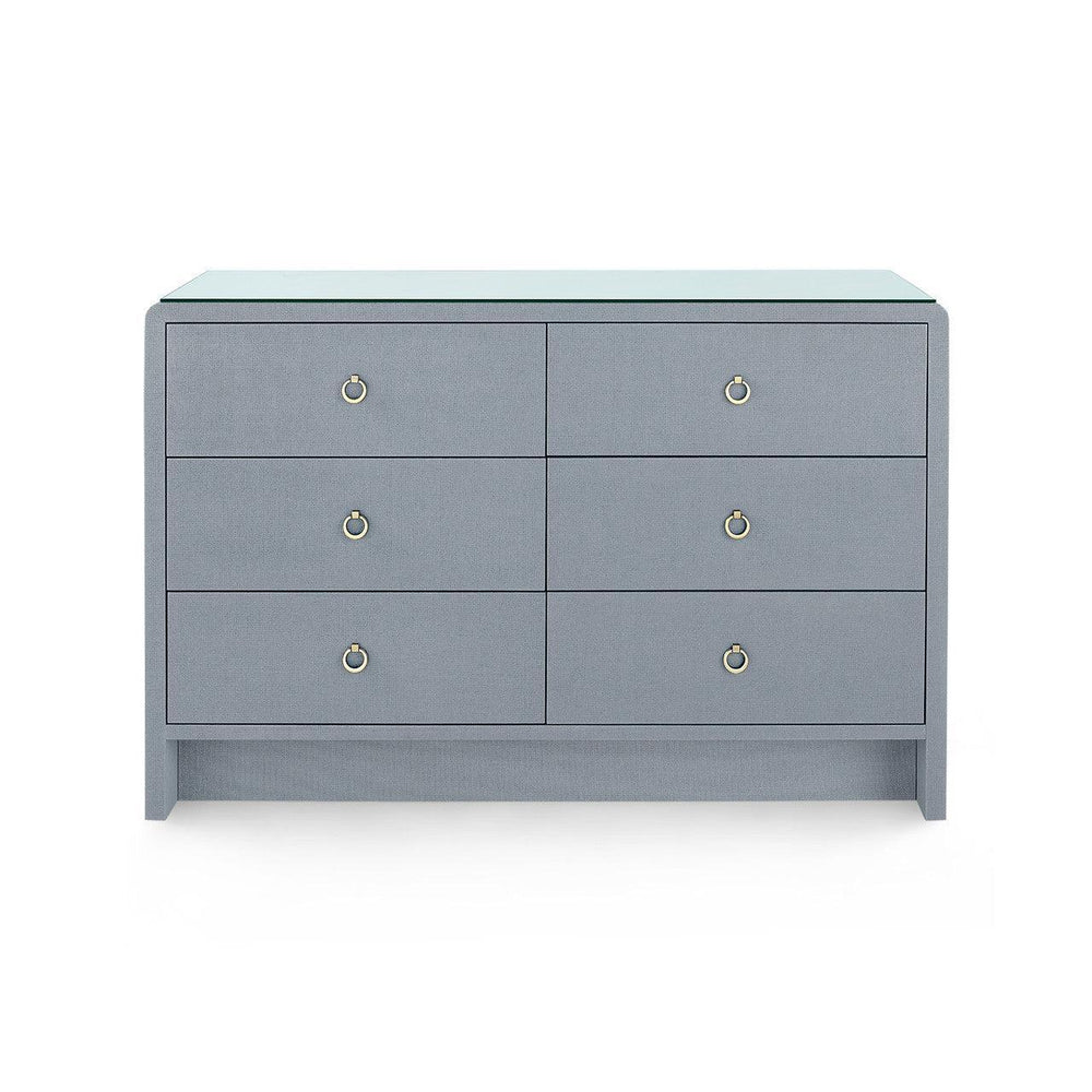 Bryant Linen Extra Large 6-Drawer with Glass Top, Winter Gray-Blue Hand Home