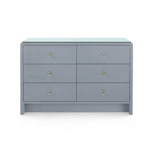 Bryant Linen Extra Large 6-Drawer with Glass Top, Winter Gray-Blue Hand Home