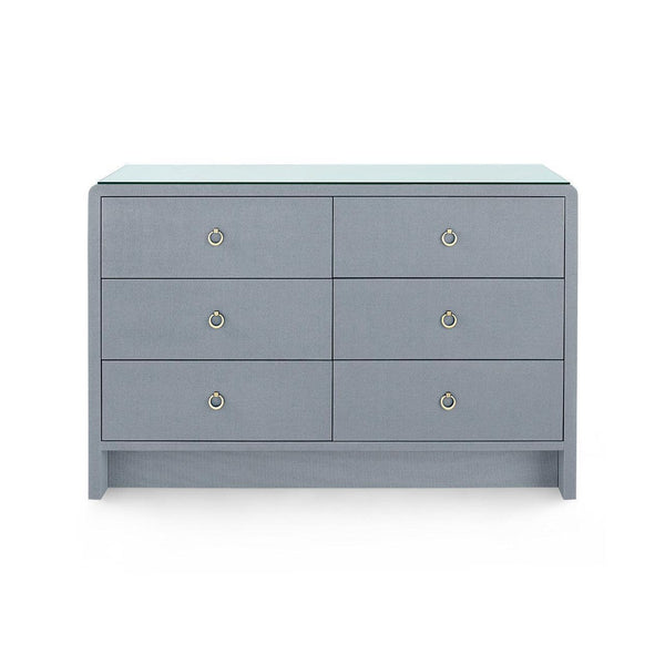 Bryant Linen Extra Large 6-Drawer with Glass Top, Winter Gray-Blue Hand Home