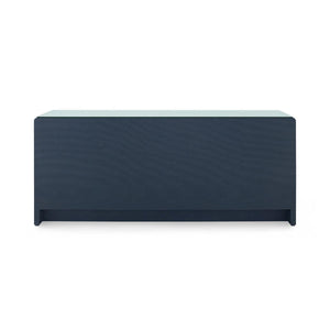 Bryant Linen Extra Wide Large 6-Drawer with Glass Top, Blue Steel