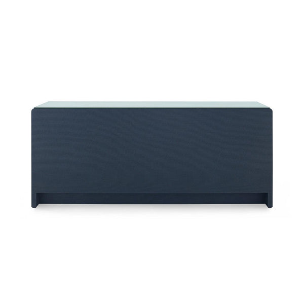 Bryant Linen Extra Wide Large 6-Drawer with Glass Top, Blue Steel