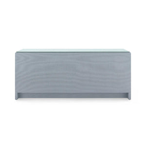 Bryant Linen Extra Wide Large 6-Drawer with Glass Top, Winter Gray-Blue Hand Home