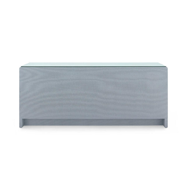 Bryant Linen Extra Wide Large 6-Drawer with Glass Top, Winter Gray-Blue Hand Home