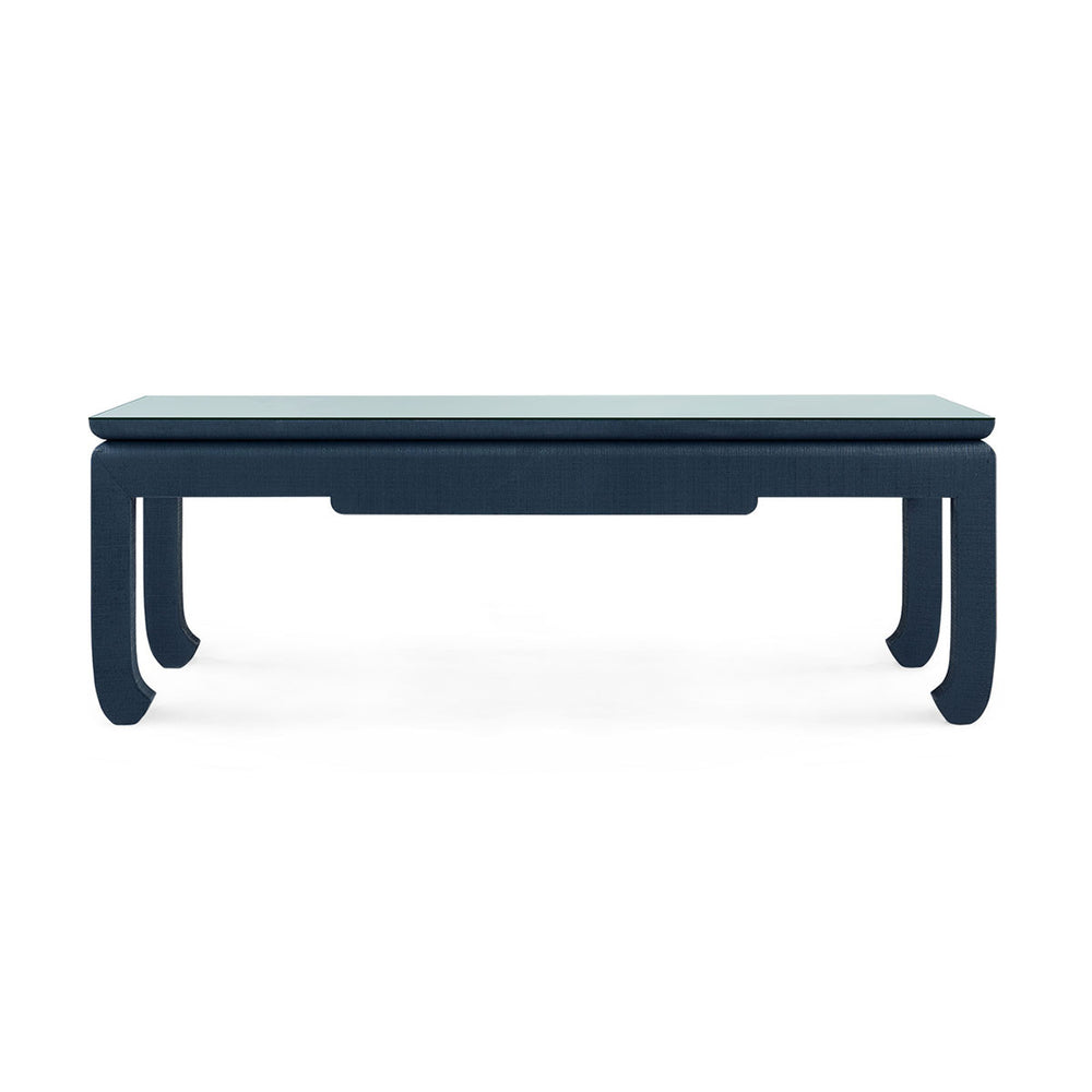 Bethany Coffee Table with Glass Top, Storm Blue-Blue Hand Home