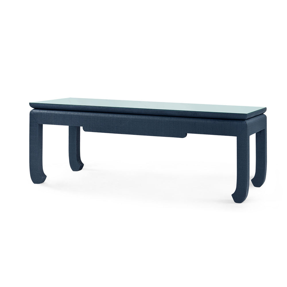 Bethany Coffee Table with Glass Top, Storm Blue-Blue Hand Home