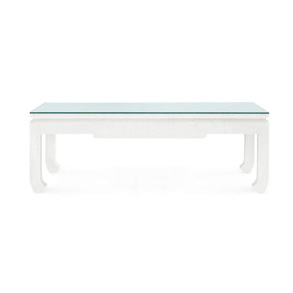 Bethany Coffee Table with Glass Top, Vanilla-Blue Hand Home