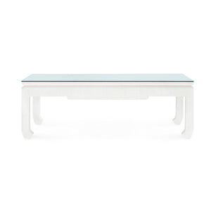 Bethany Coffee Table with Glass Top, Vanilla