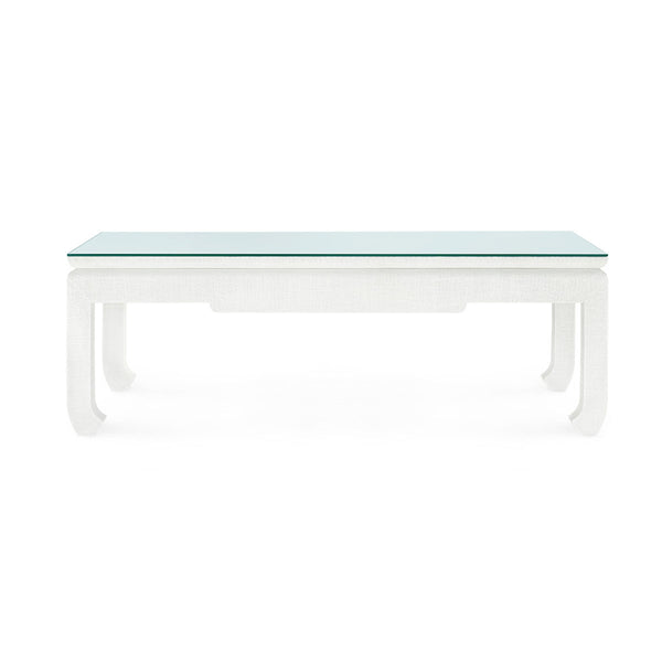 Bethany Coffee Table with Glass Top, Vanilla