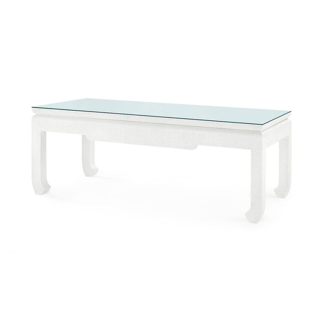 Bethany Coffee Table with Glass Top, Vanilla-Blue Hand Home