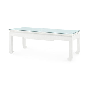 Bethany Coffee Table with Glass Top, Vanilla