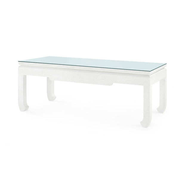 Bethany Coffee Table with Glass Top, Vanilla