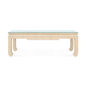 Bethany Coffee Table with Glass Top, Natural Twill