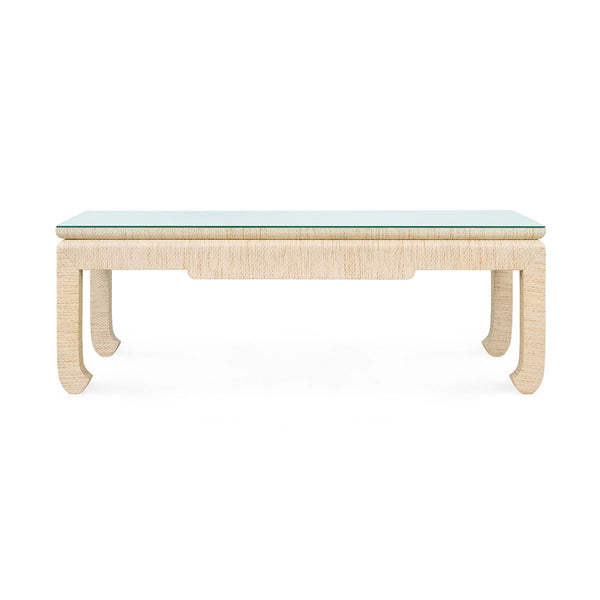 Bethany Coffee Table with Glass Top, Natural Twill
