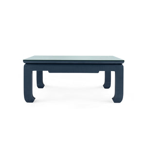 Bethany Large Square Coffee Table with Glass Top, Storm Blue