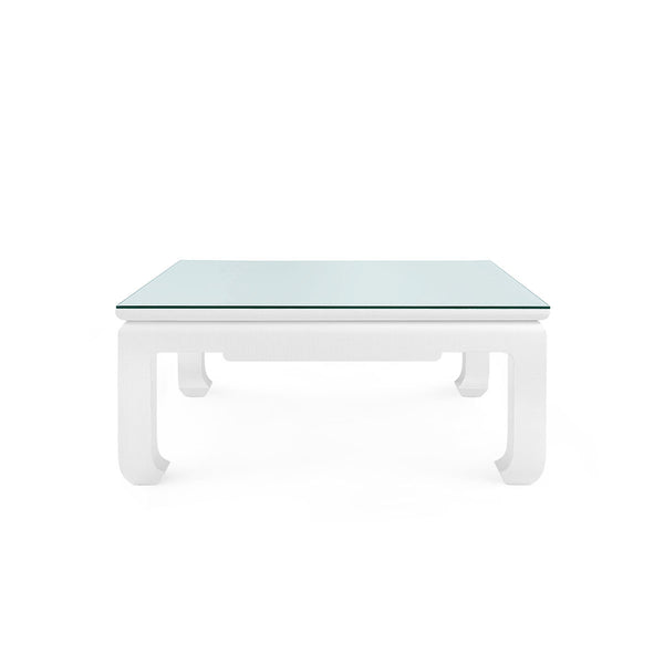 Bethany Large Square Coffee Table with Glass Top, Vanilla