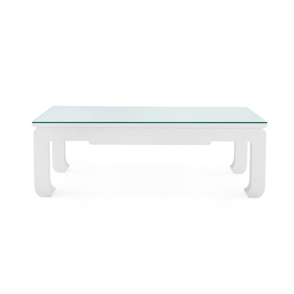 Bethany Large Rectangular Coffee Table with Glass Top, Vanilla-Blue Hand Home