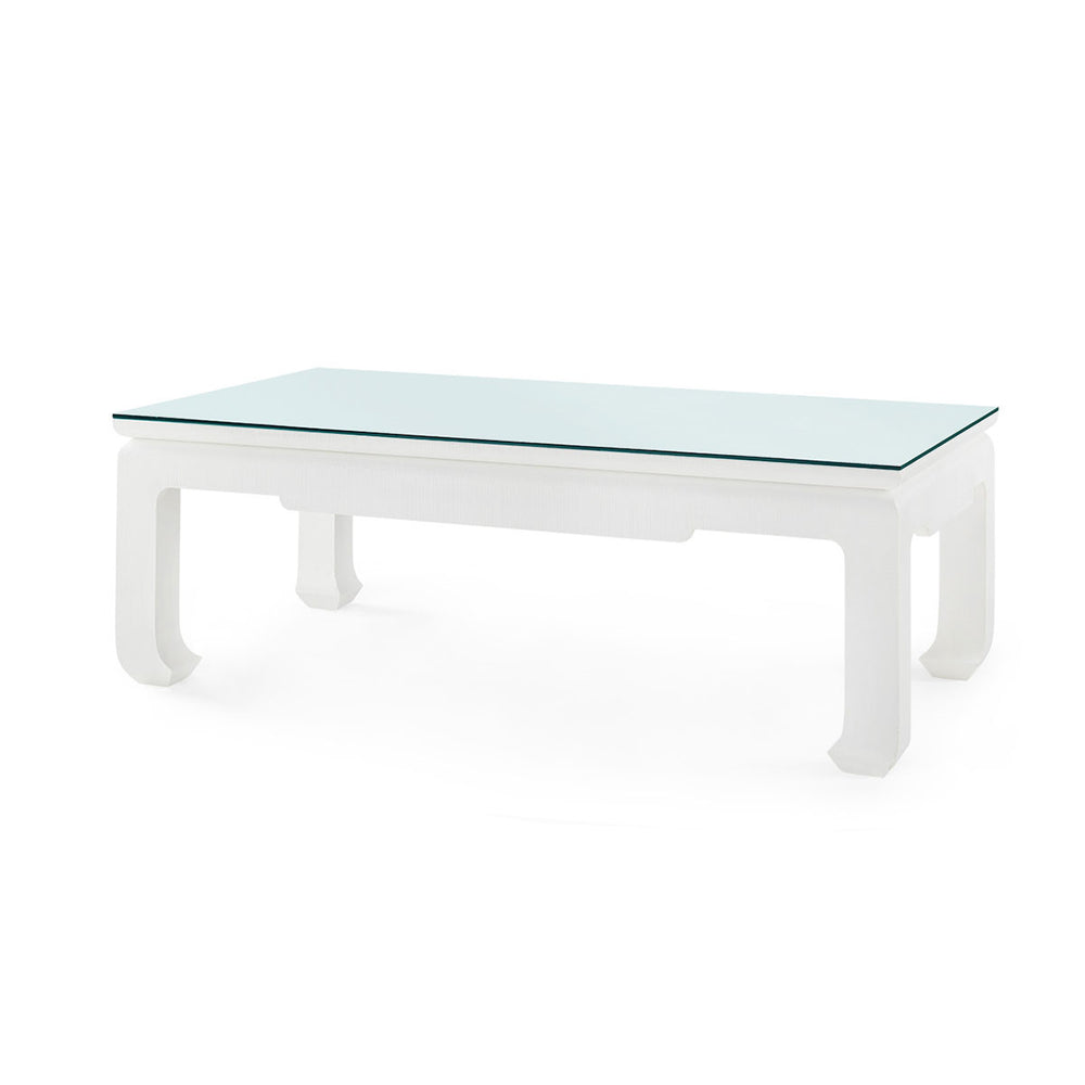 Bethany Large Rectangular Coffee Table with Glass Top, Vanilla-Blue Hand Home