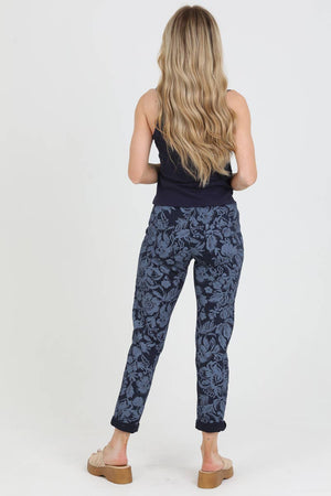 NP746-BW74 FLORAL PRINT JOGGER PANTS
