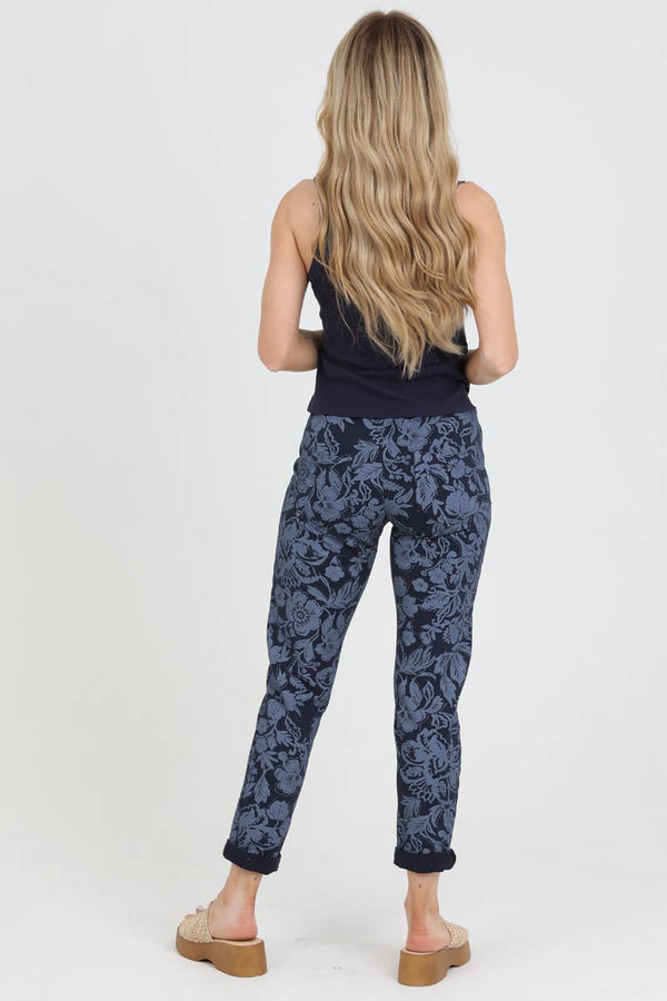 NP746-BW74 FLORAL PRINT JOGGER PANTS