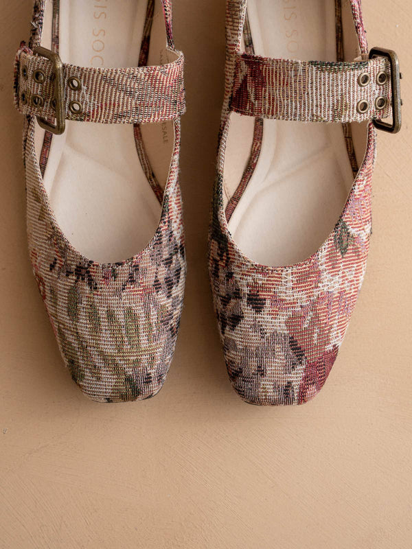 The Soho | Mauve Tapestry Ballet Fall Flat With Buckle