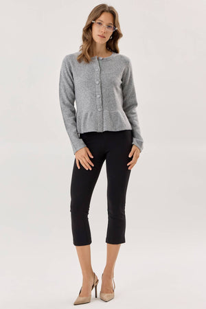 Covered Button Peplum Knit Cardigan