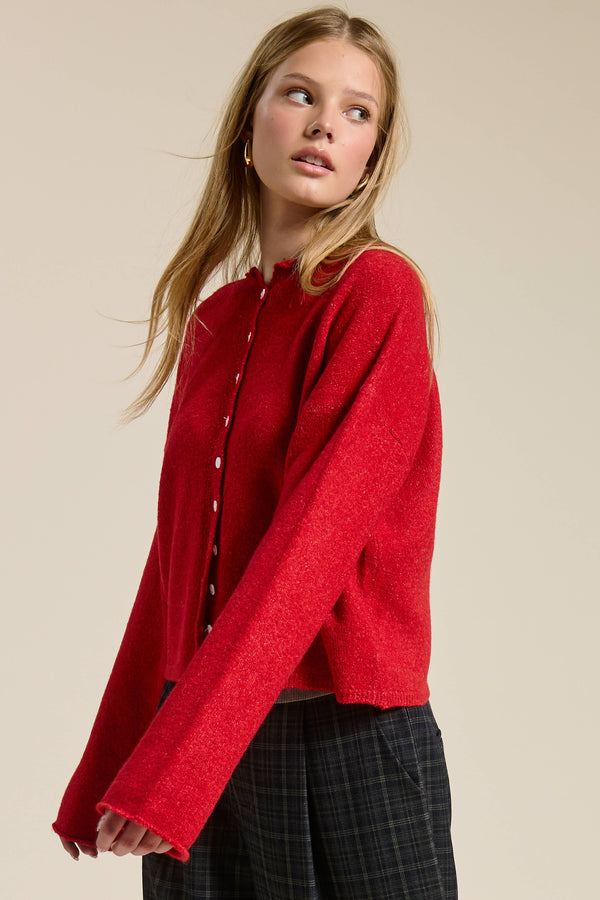 Essential Button Down Cardigan Top-Blue Hand Home