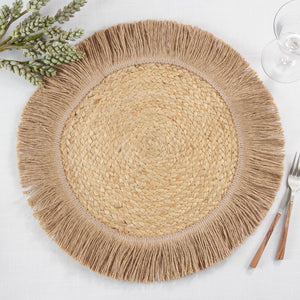 Jute Fringe Placemat-Blue Hand Home