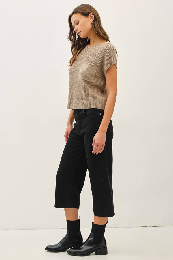 [New Color] Patch Pocket Dolman Cap Sleeve Boxy Knit