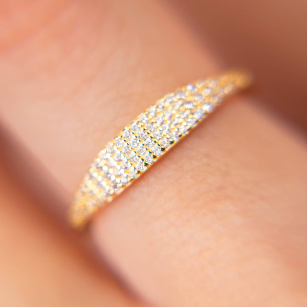 PAVED SIGNET RING - R-F5104-Blue Hand Home