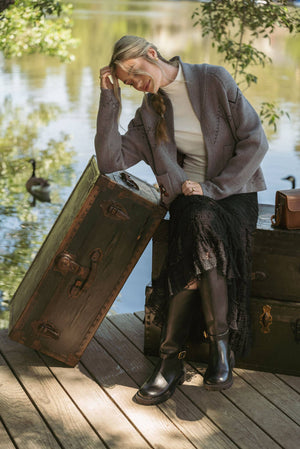 HORSE KNIT SWEATER CARDIGAN MSW10807-Blue Hand Home