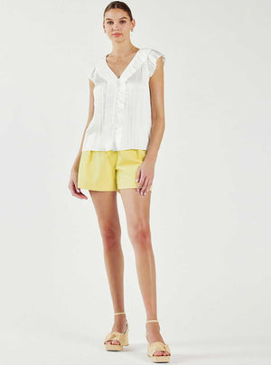 Button Front Pleated Blouse-Blue Hand Home