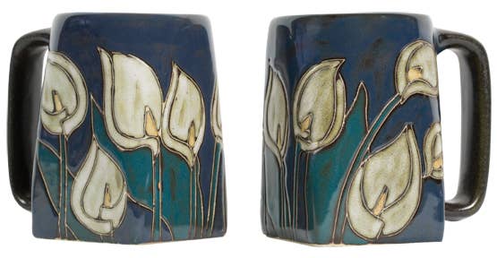 Mara Stoneware Lillies Square Mug-Blue Hand Home