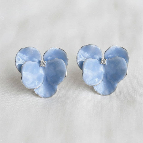 Artistic Floral Design Drop Earrings-Blue Hand Home